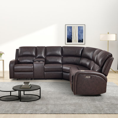 3-Piece Breathable Leather Power Reclining Sectional, Home Theater Couch With Storage, Cup Holder & LED