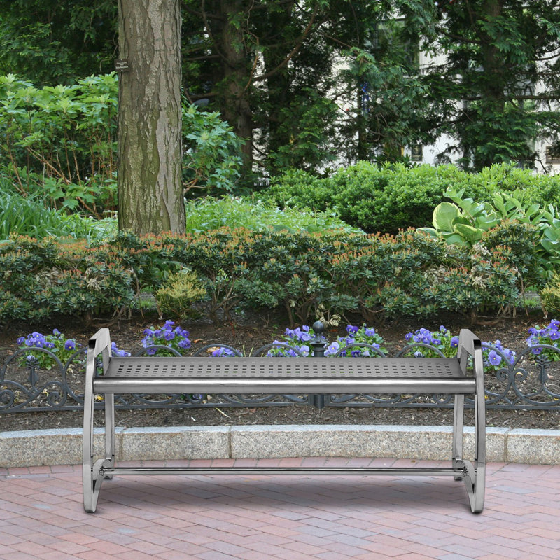 Skyline Stainless Steel Outdoor Bench, 21.5" H x 49.5" W x 21.25" D