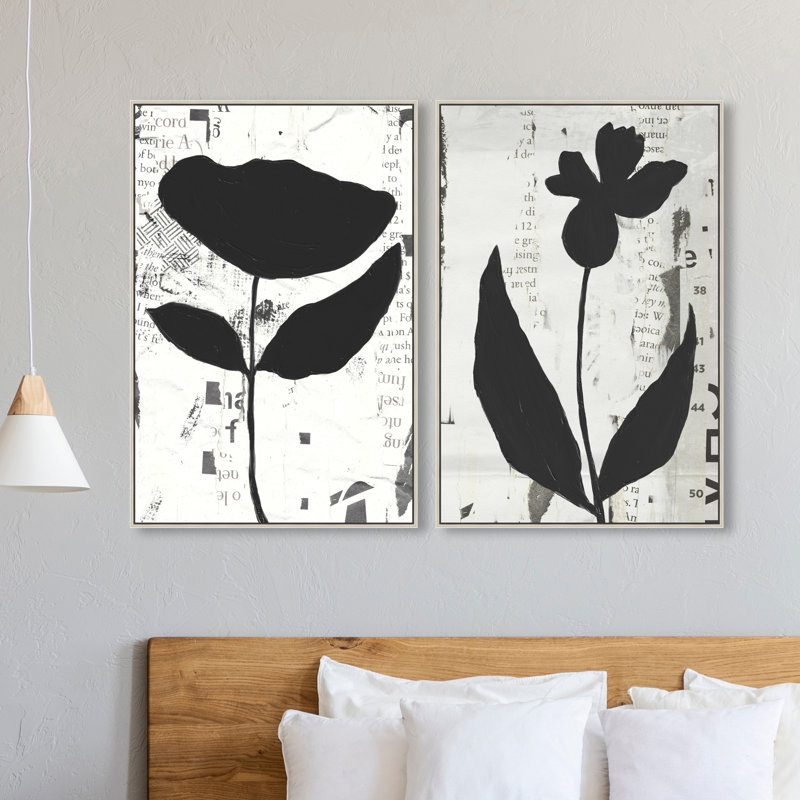 Single Flowers Set Set by Oliver Gal, 92"H x 62"W, Silver Floater Frame