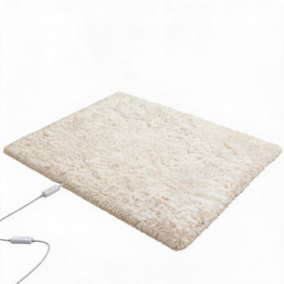 Tapis chauffant avec fil chauffant et filaire chauffant 4 x 6 pi 3 niveaux de chaleur blanc cassé