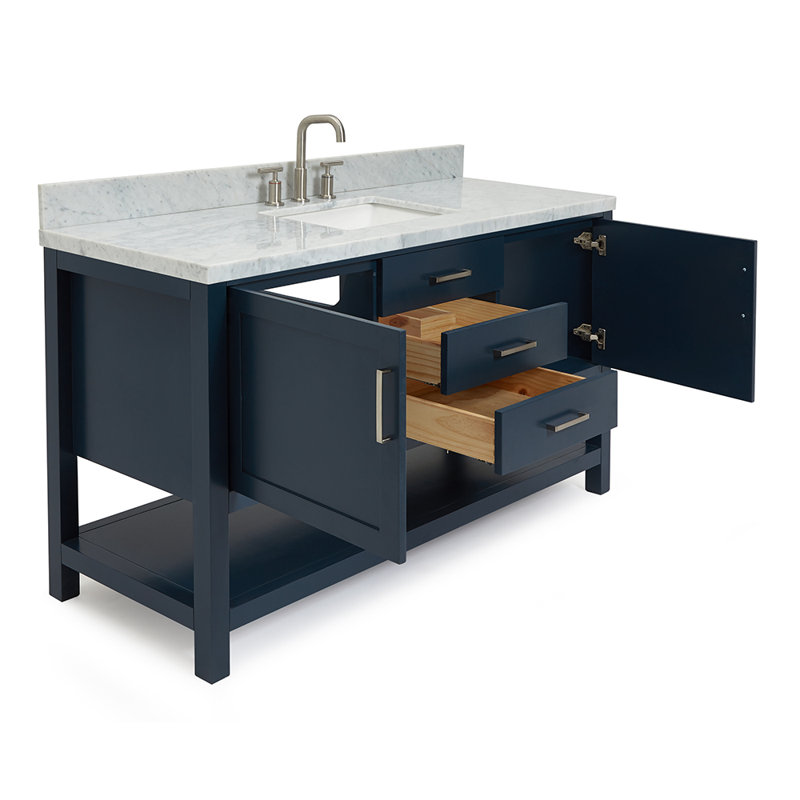Bayhill 61" W Single Bathroom Vanity Set, Navy, 61"