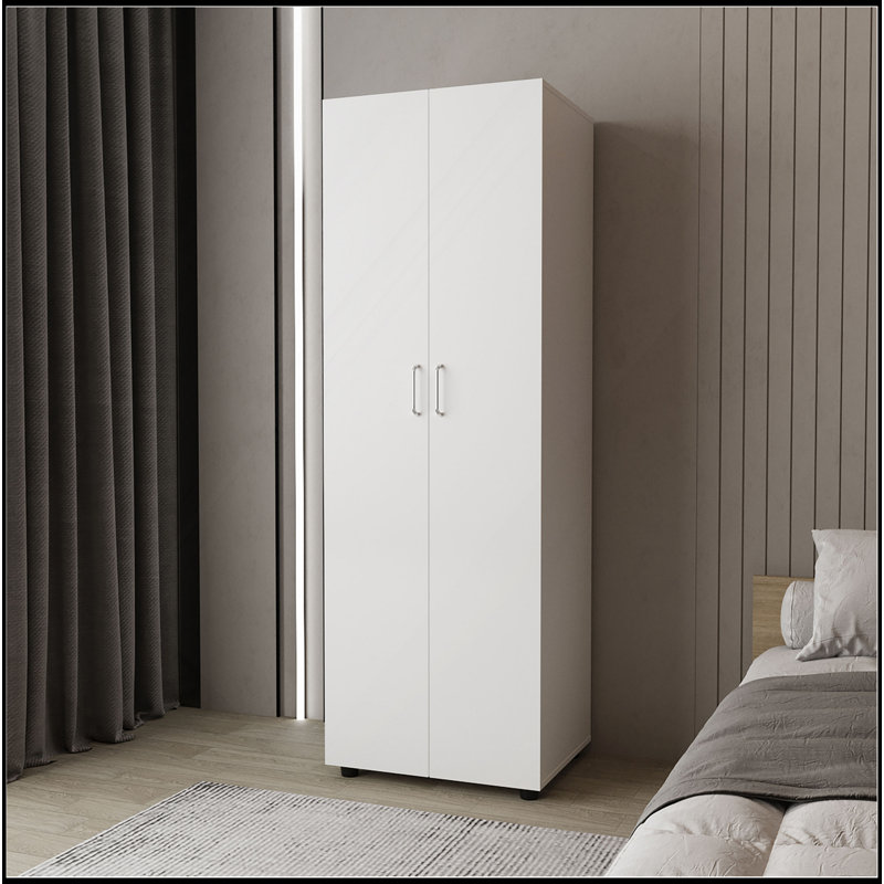 Armoire Pisinemo avec 2 portes et tringle, blanc