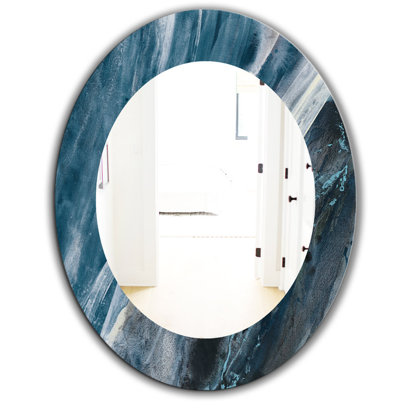 Splash Blue Indigo Wall Mirror, Printed Modern - Splash Blue Indigo, 31.5" H x 23.7" W