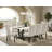 9-Pc Set with a beautiful Linen White Modern Dining Table top and 8 Doeskin Parson chairs with Nail Heads and Button Tufted, Wire Brushed Black Finish-363163384-363163385-363163366