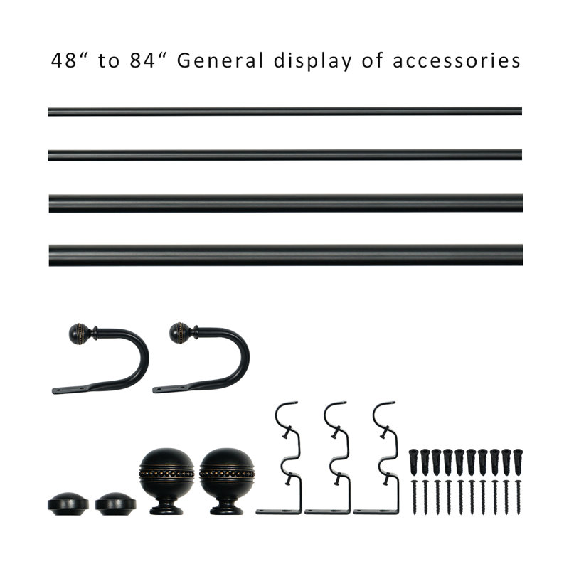 Tringle à rideaux double Camilah, Noir mat, H 2,5 po x l 86 po x P 5,5 po