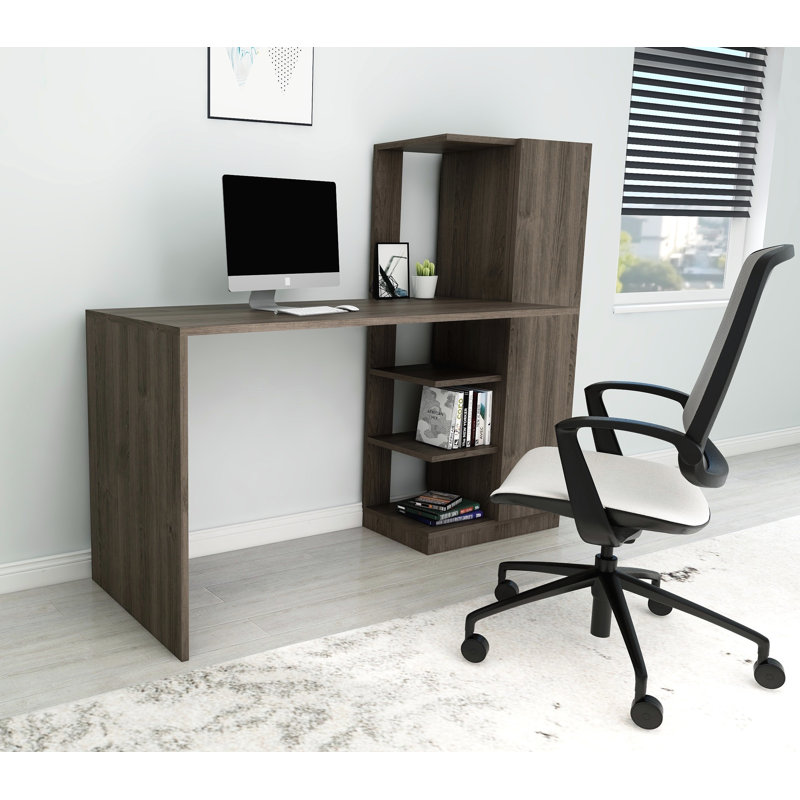 Aryton L-Shaped Computer Desk, Walnut
