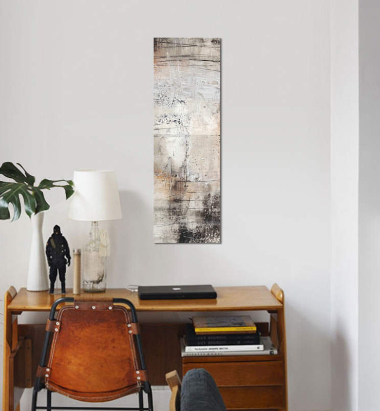 «Black, White & Bronze II» par Jennifer Goldberger sur toile, H 72 po x l 24 po x P 1,5 po, Toile avec cadre noir