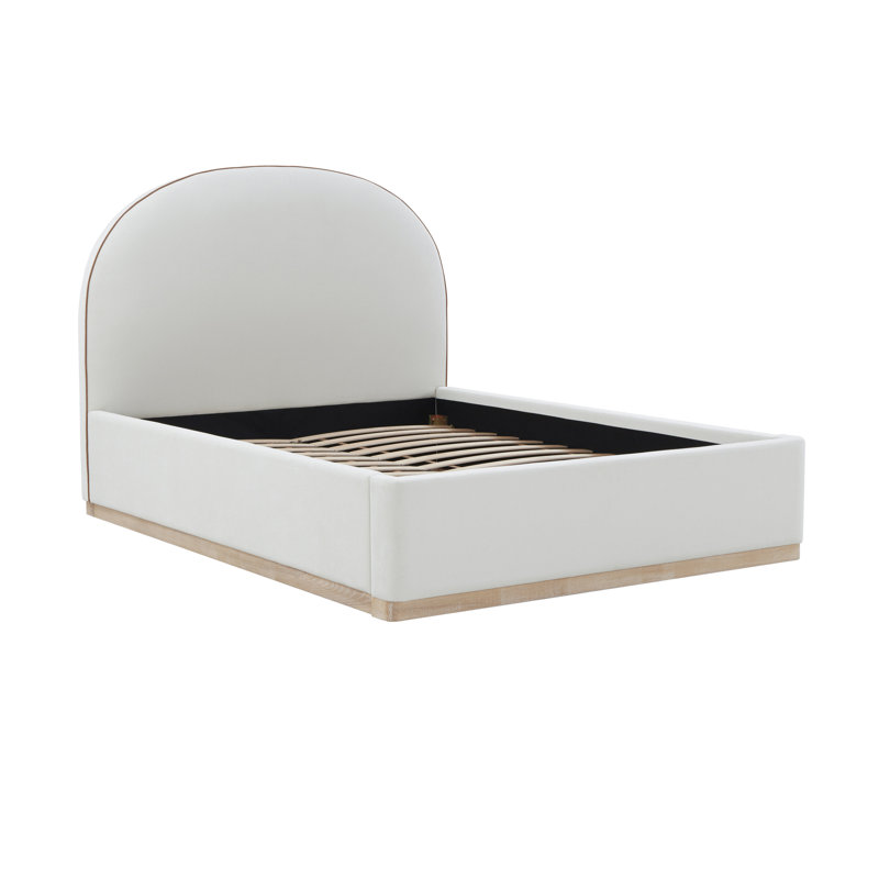 Loya Velvet Queen Bed, Queen, Cream