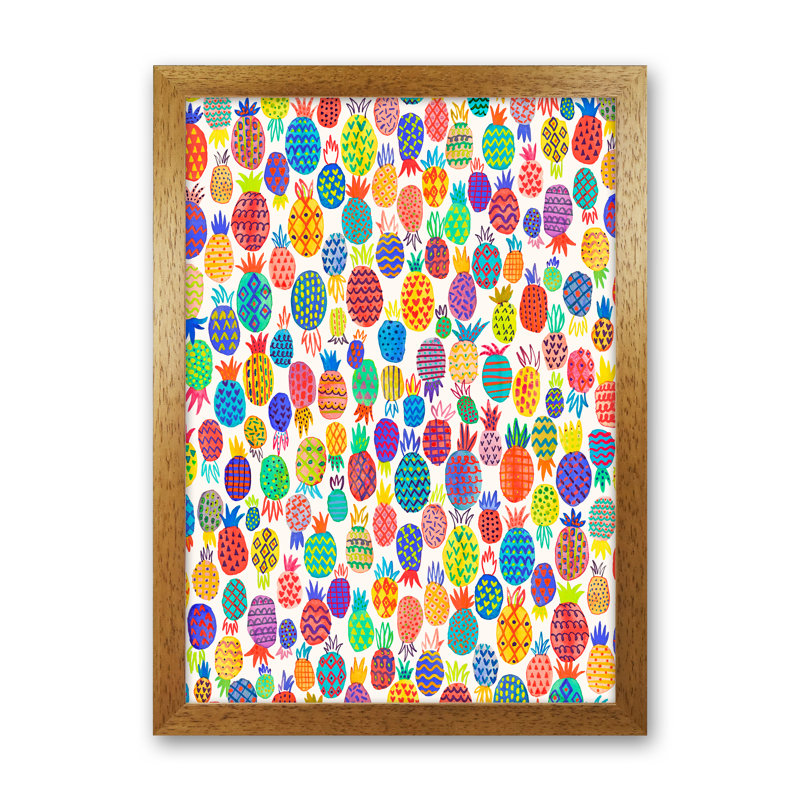 Cute Pineapples - Print, Brown Framed, 63cm H x 46cm W x 3cm D