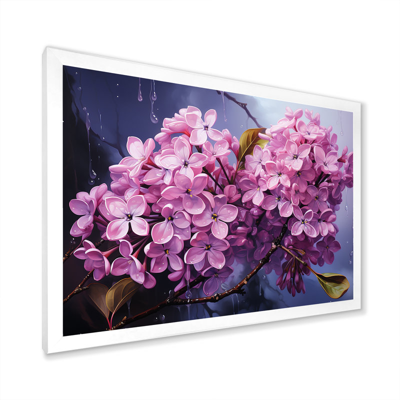 Lilas beauté dévoilé sur toile, Cadre simple blanc, H 24 po x l 32 po x P 1 po