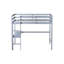 Lit mezzanine simple gris avec bureau et garde-corps, bois d'hévéa fabriqué pour une chambre à coucher élégante