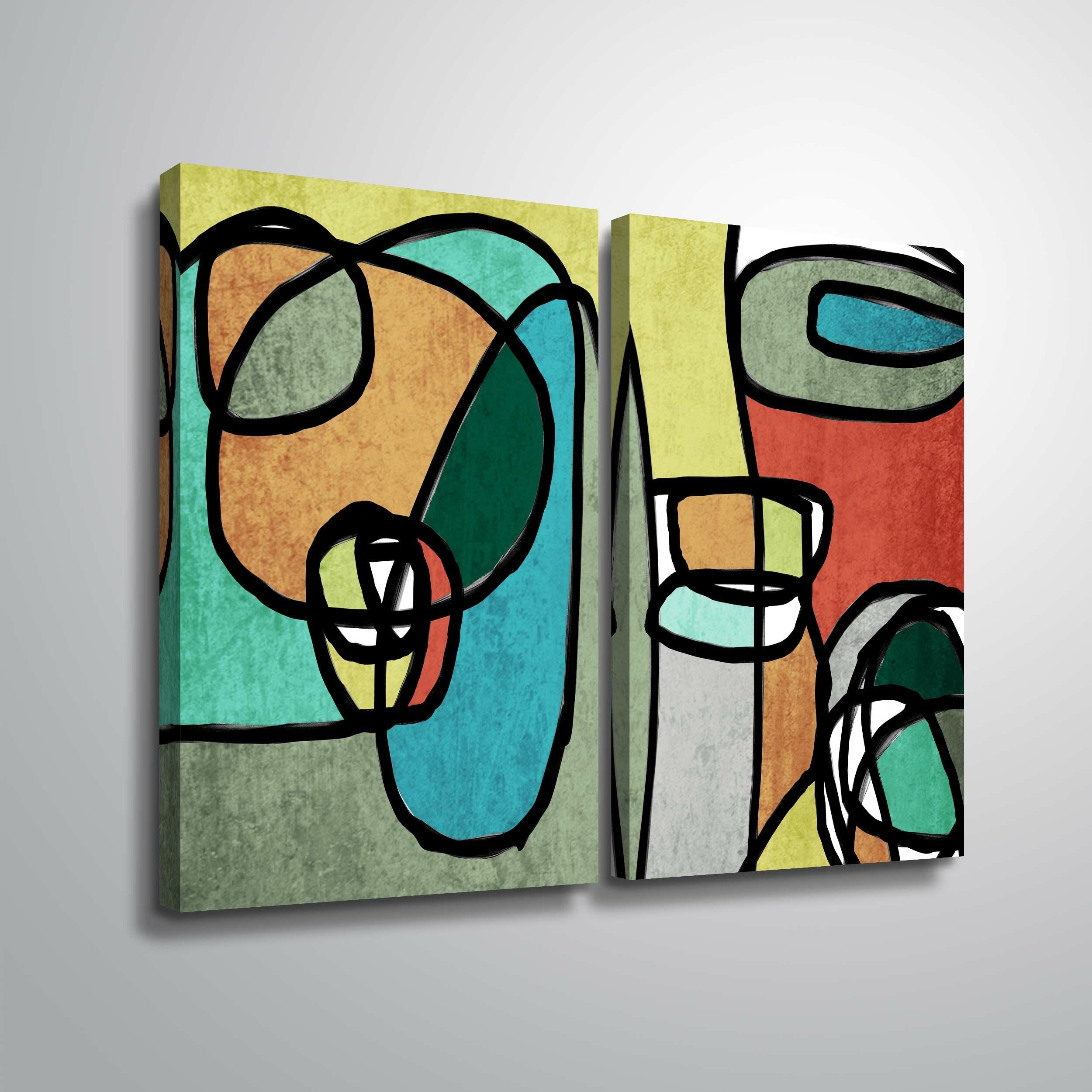 Wrought Studio Makris Vibrant Colorful Abstract IX 2 Pieces Print | Wayfair