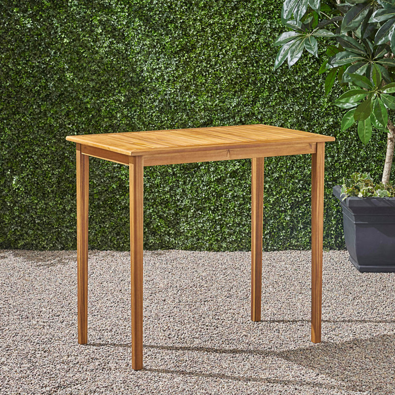 Table de bar d'extérieur rectangulaire minimaliste, Teck