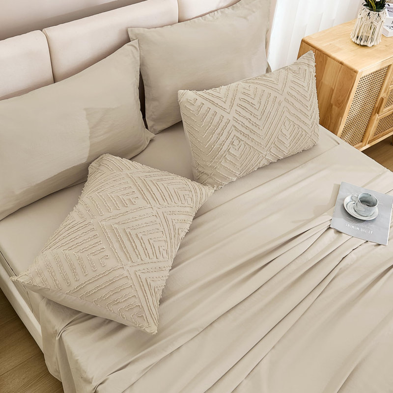 Ensemble d'édredon pour lit double kaki Andency avec draps - Ensembles de literie capitonnés 7 pièces Boho, Kaki