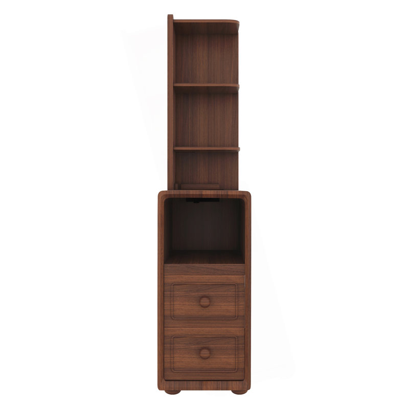 End Table With Drawers And Open Shelves, Perfect For Bedroom And Corner Spaces, Combining Storage And Style.