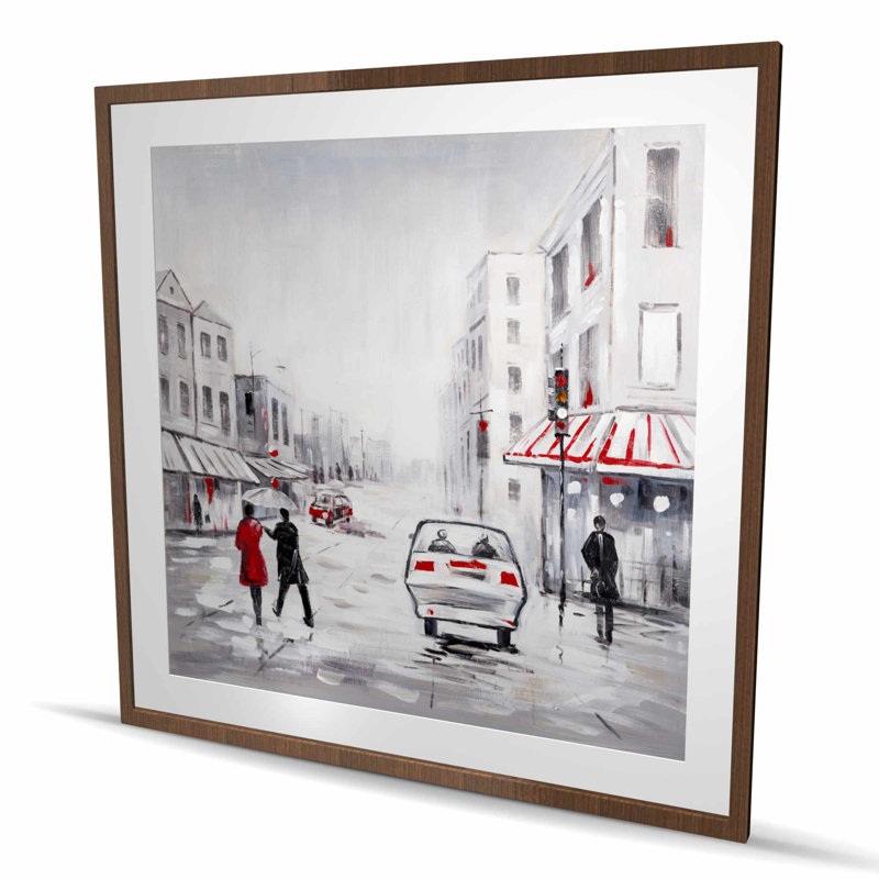 Scène de rue paisible - Imprimé mat blanc pour décoration, H 48 po x l 48 po, Brun