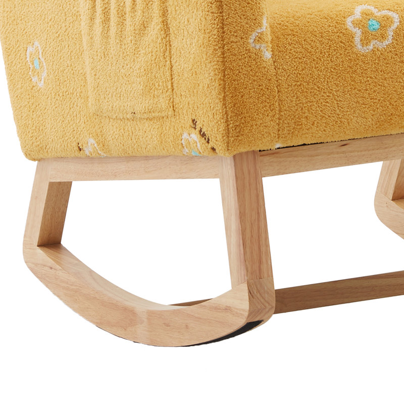 Chaise berçante Mcardle, Tissu jaune bouclé