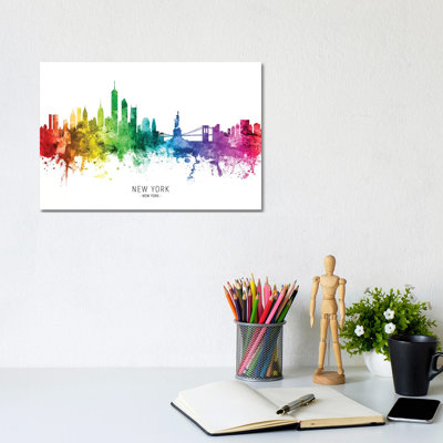 New York Skyline Rainbow by Michael Tompsett - Print on Canvas