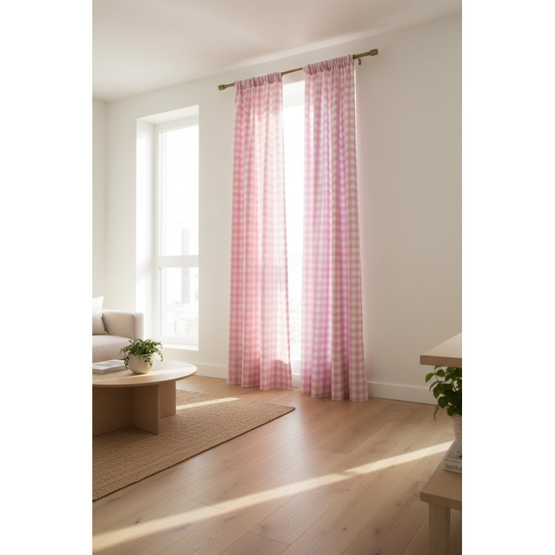 Paire de rideaux avec passe-tringle Pommier, Rose