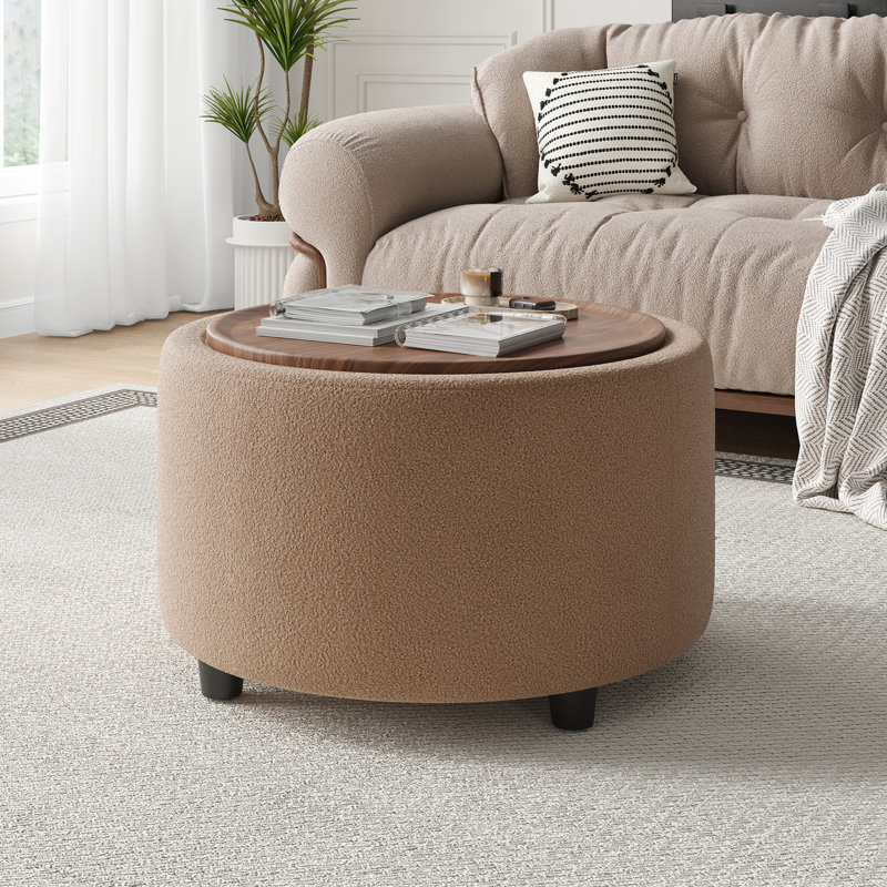 Table basse ronde avec rangement 28,1 "Teddy, Kaki
