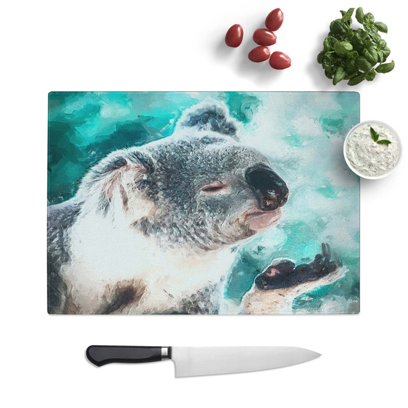 Tempered Glass Cute Koala Bear Chopping Board, 28.5 cm W x 20 cm L