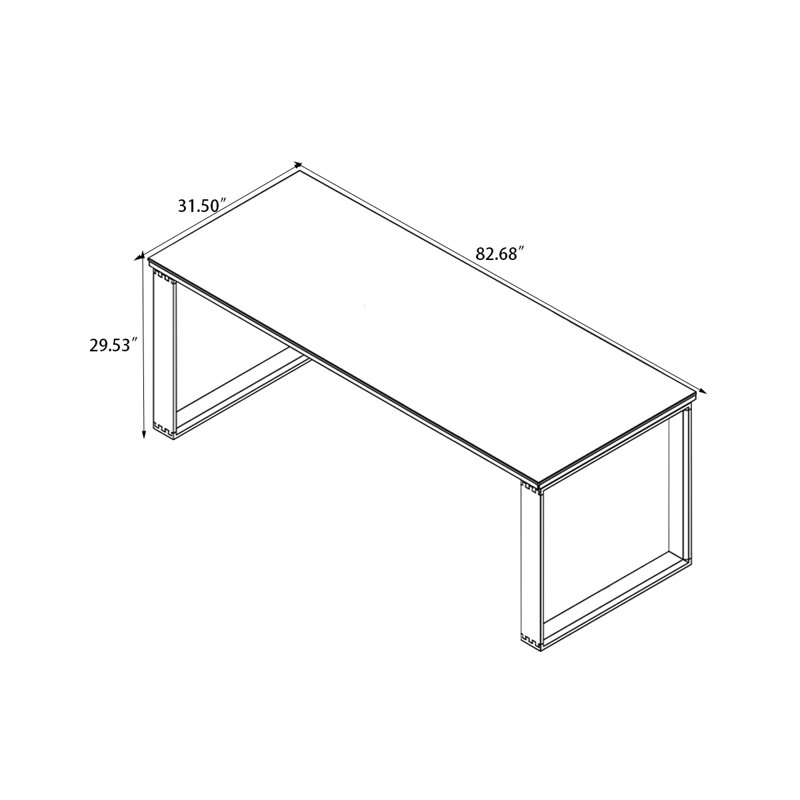 Burlywood Rectangular Solid Wood Dining Table, 29.53"H x 82.68"L x 33.46"W