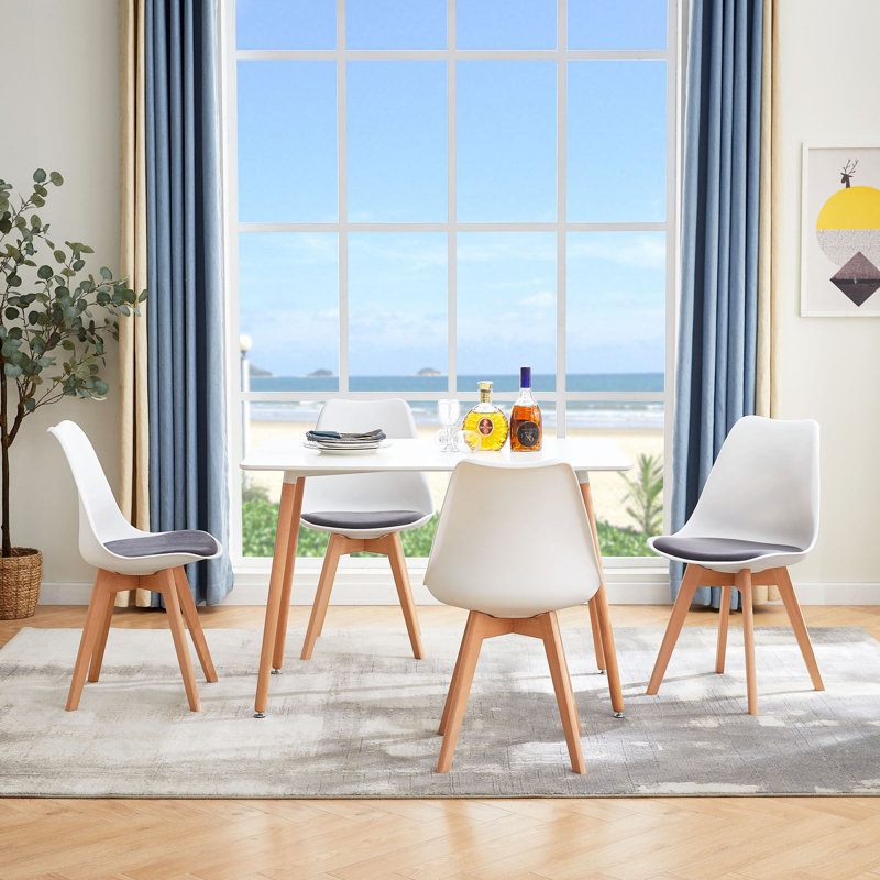 Navin 4 - Person Dining Set, White, 73cm H x 47cm W x 41cm D
