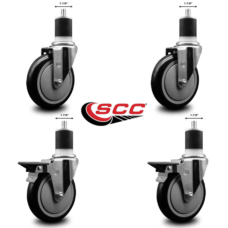 Ensemble de roulettes extensibles pivotantes en poly 1-7 / 8 pouces 2 roues SCC
