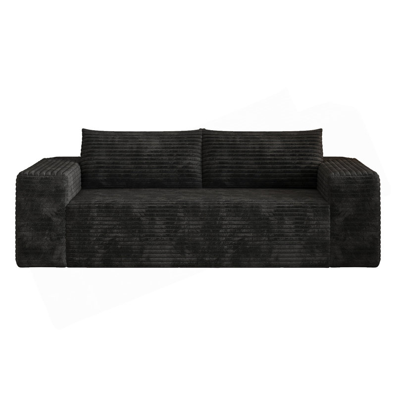 Canapé 78,8 po 3 pièces, tissu velours côtelé, sièges profonds, causeuse confortable, sans assemblage, Noir