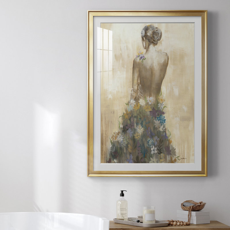 «Garden Gown», reproduction encadrée de qualité supérieure - prête à être suspendue, Cadre doré, H 42,5 po x l 30,5 po
