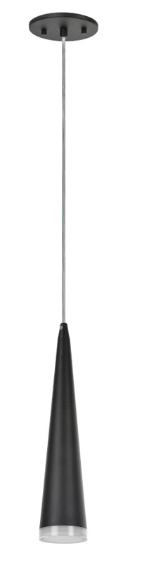Luminaire suspendu 1 lumière à cône simple, Noir mat