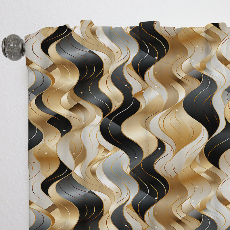 Or et blanc champagne vagues - rideau de marbre abstrait - rideau de marbre obscurcissant - 1 panneaux, L 52 po x L 120 po