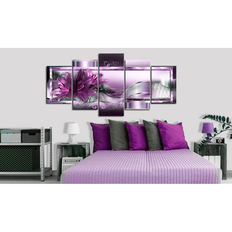 Lys mauves 5 pièces, H 40 po x l 80 po x P 0,7 po