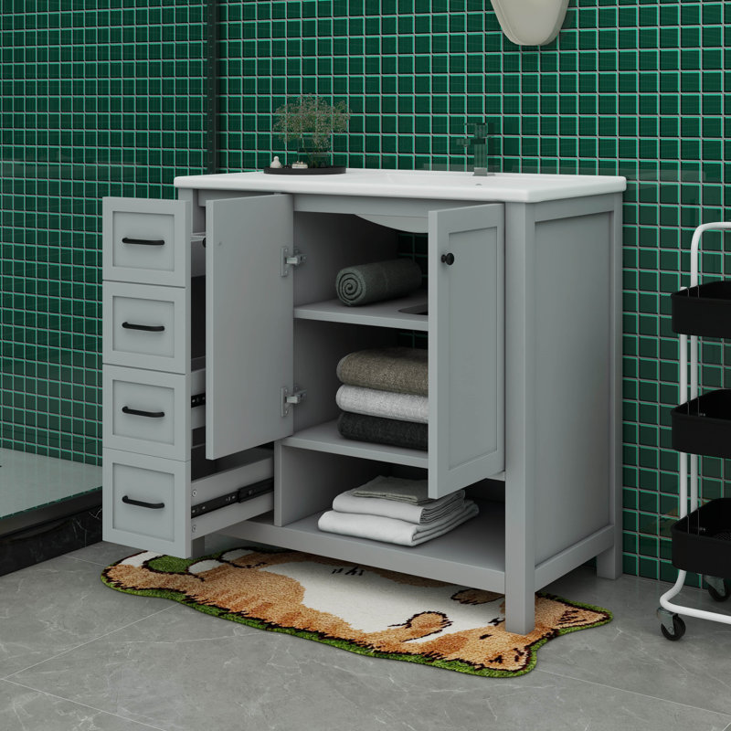 Meuble-lavabo 36 po avec 2 tiroirs, Gris