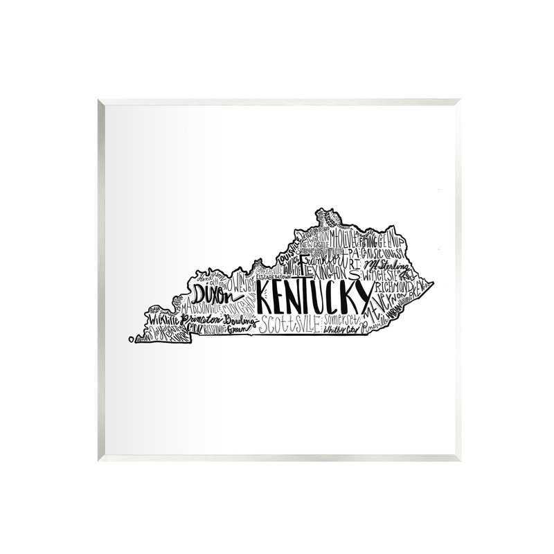 «Kentucky State Shape Typographie Map», art mural sur plaque par The Morning Evening Post