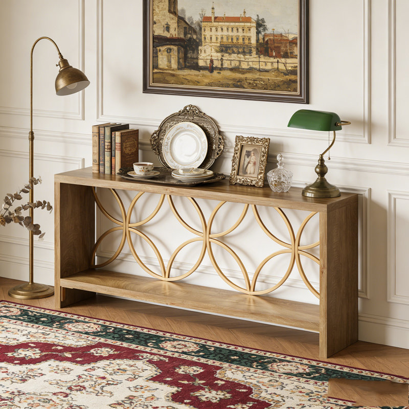 Farmhouse Sofa Entryway Console Table with Storage