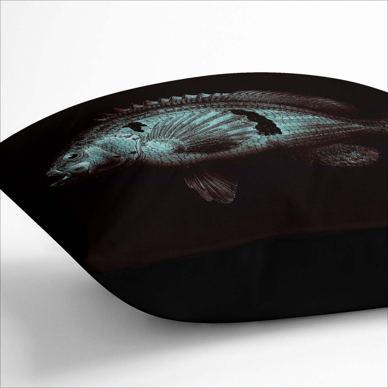 A Blue Fish Square Throw Cushion, Black, 40 x 40 cm
