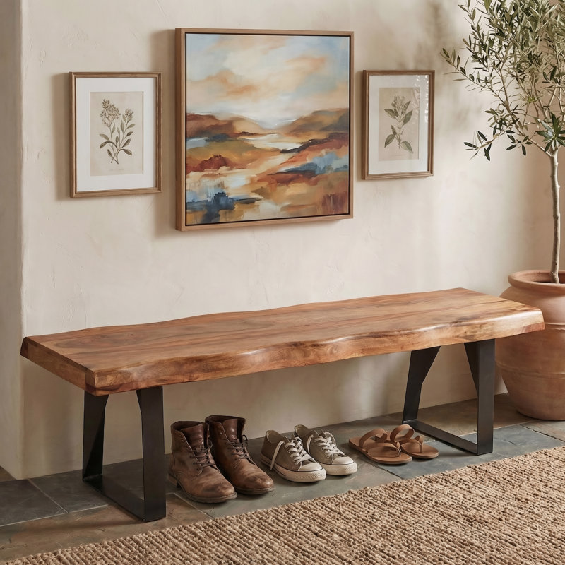 Chaliyah Solid Wood Bench, Natural