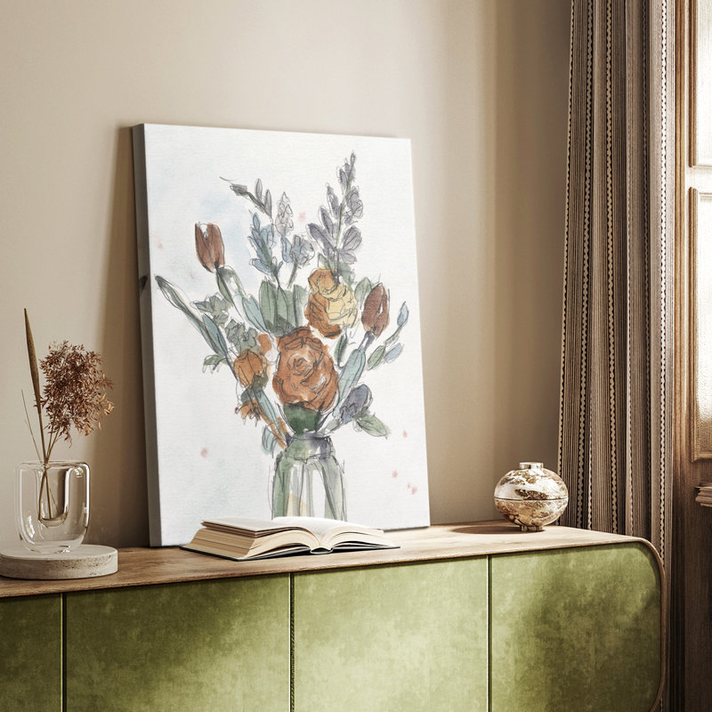Aquarelle arrangement floral II - galerie Cavas sur mesure, H 18 po x l 12 po