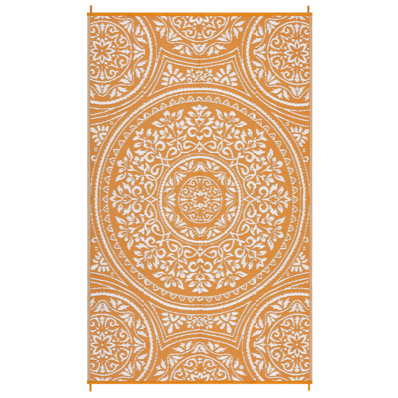 Reversible Waterproof Outdoor Area Rug UV & mark Resistant Patio Carpet Durable All-Season Garden Mat for Porch, Deck, Orange