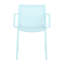 Fauteuils empilables modernes en plastique bleu, construction en polypropylène résistant aux intempéries, dossier à lattes, montage facile, adaptés à la décoration de jardin et de balcon (lot de 4), grande capacité de charge, légers, pour bord de piscine