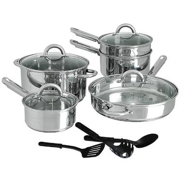 Cook N Home 8pc aluminum Cookware Set, grey color with black & white Dots  02698 - The Home Depot