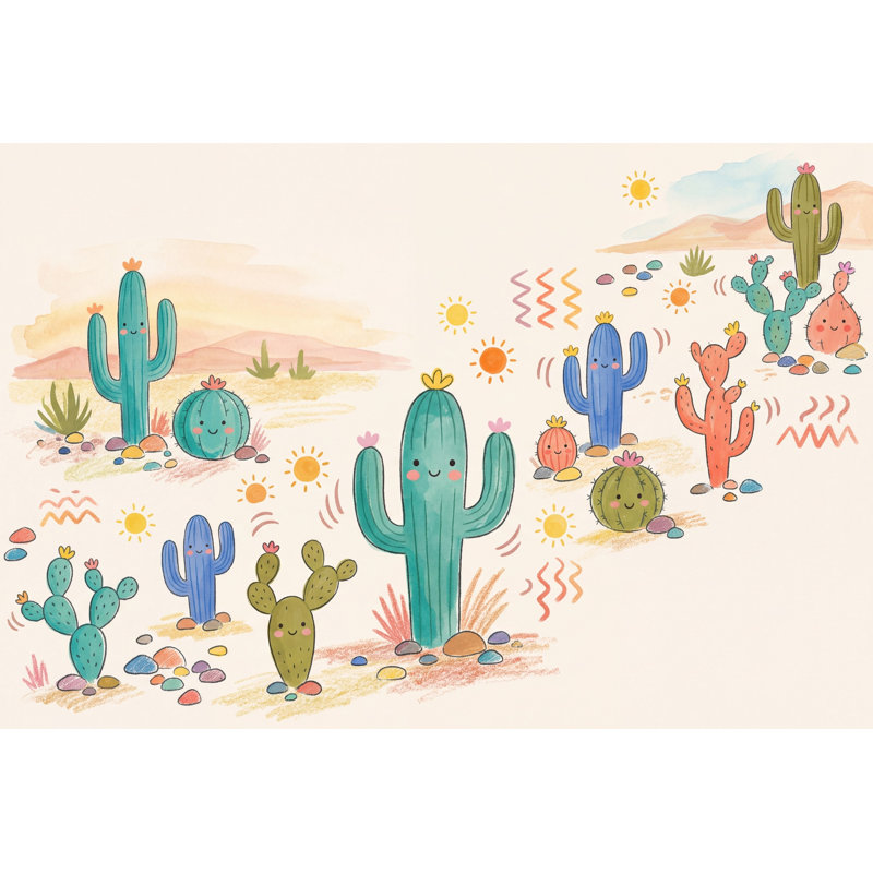 Décoration murale amovible cactus désert, Texturé non collé, 120 po x 96 po