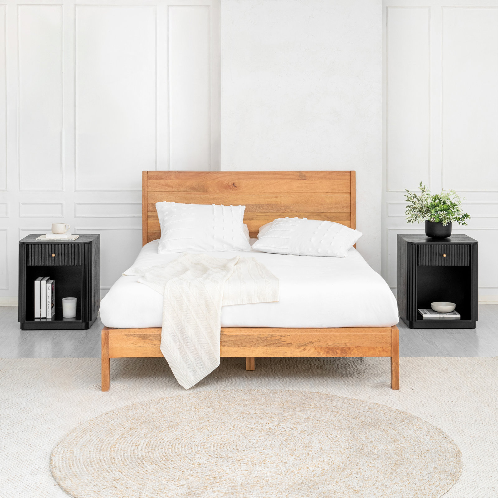 1-Drawer Open Mango Nightstand, Black