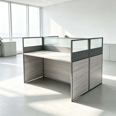 Rectangle 2 Person Office Cubicle Desk & Cubicle Workstation with Cable Management