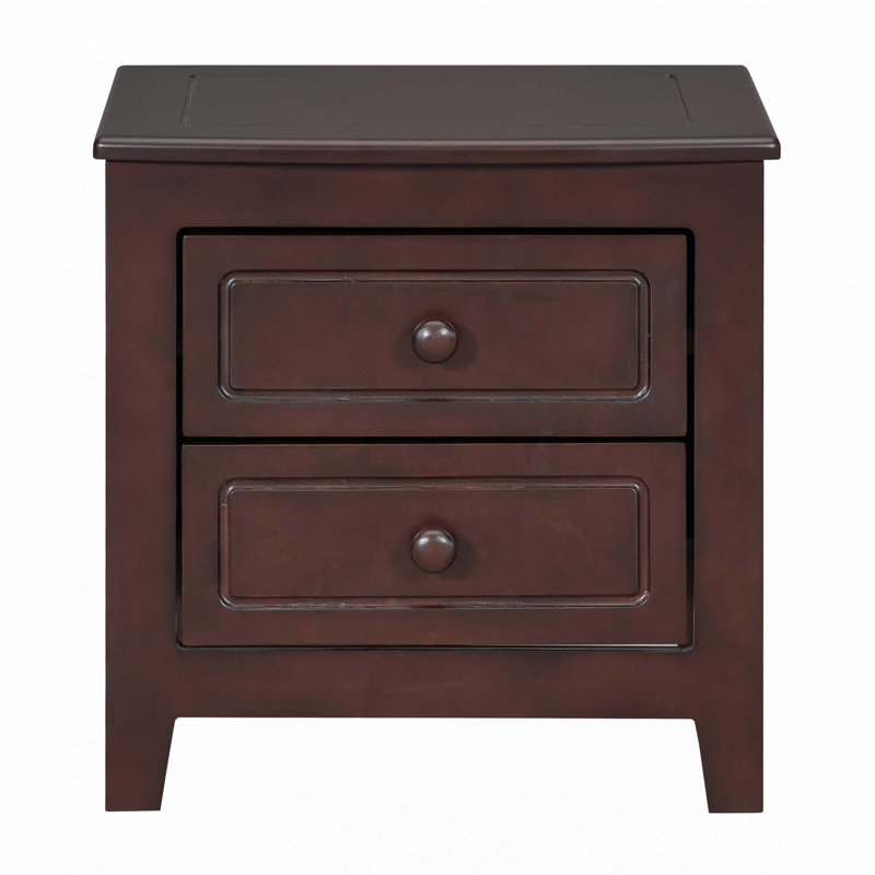 Table de chevet 2 tiroirs Mid-Century, Noyer