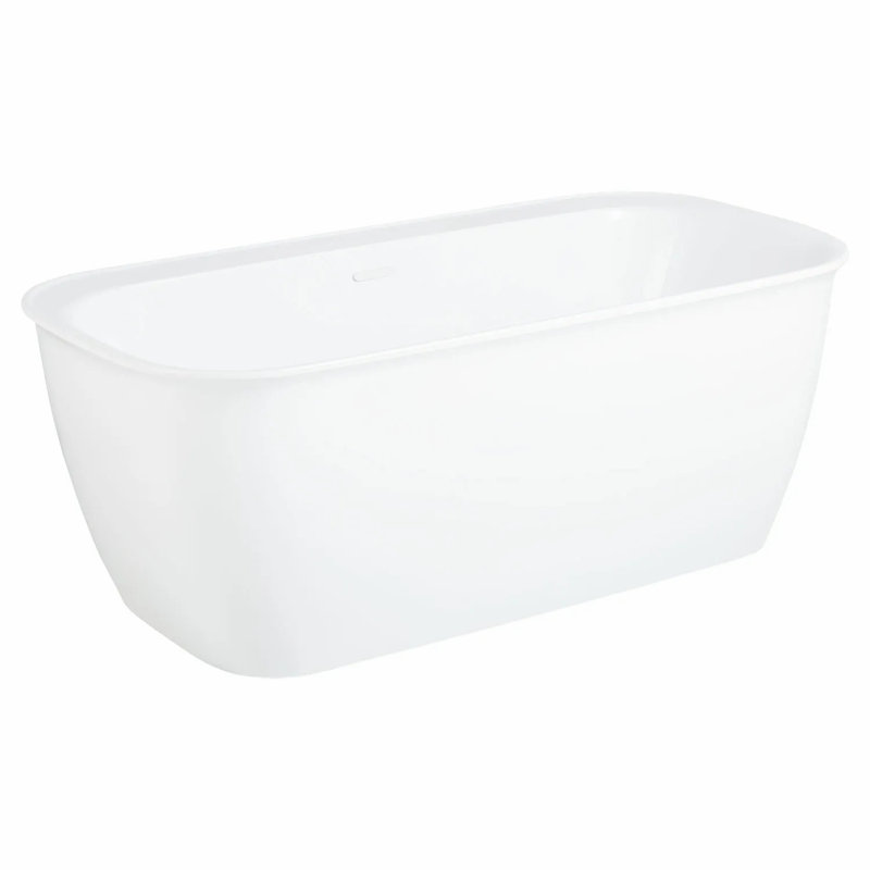 63" Rassi Acrylic Freestanding Soaking Bathtub, White