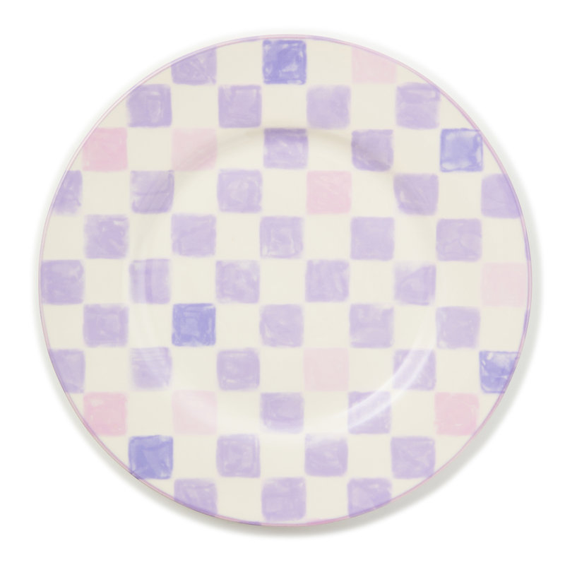 Lilac Check Dinner Plate, Purple