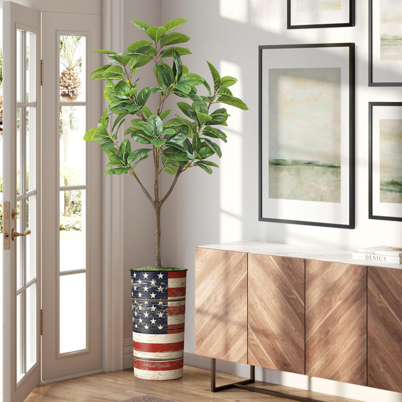 Arbre artificiel avec pot à fleurs en forme de faux drapeau Magnolia (pot en pot et arbre), Flag Red