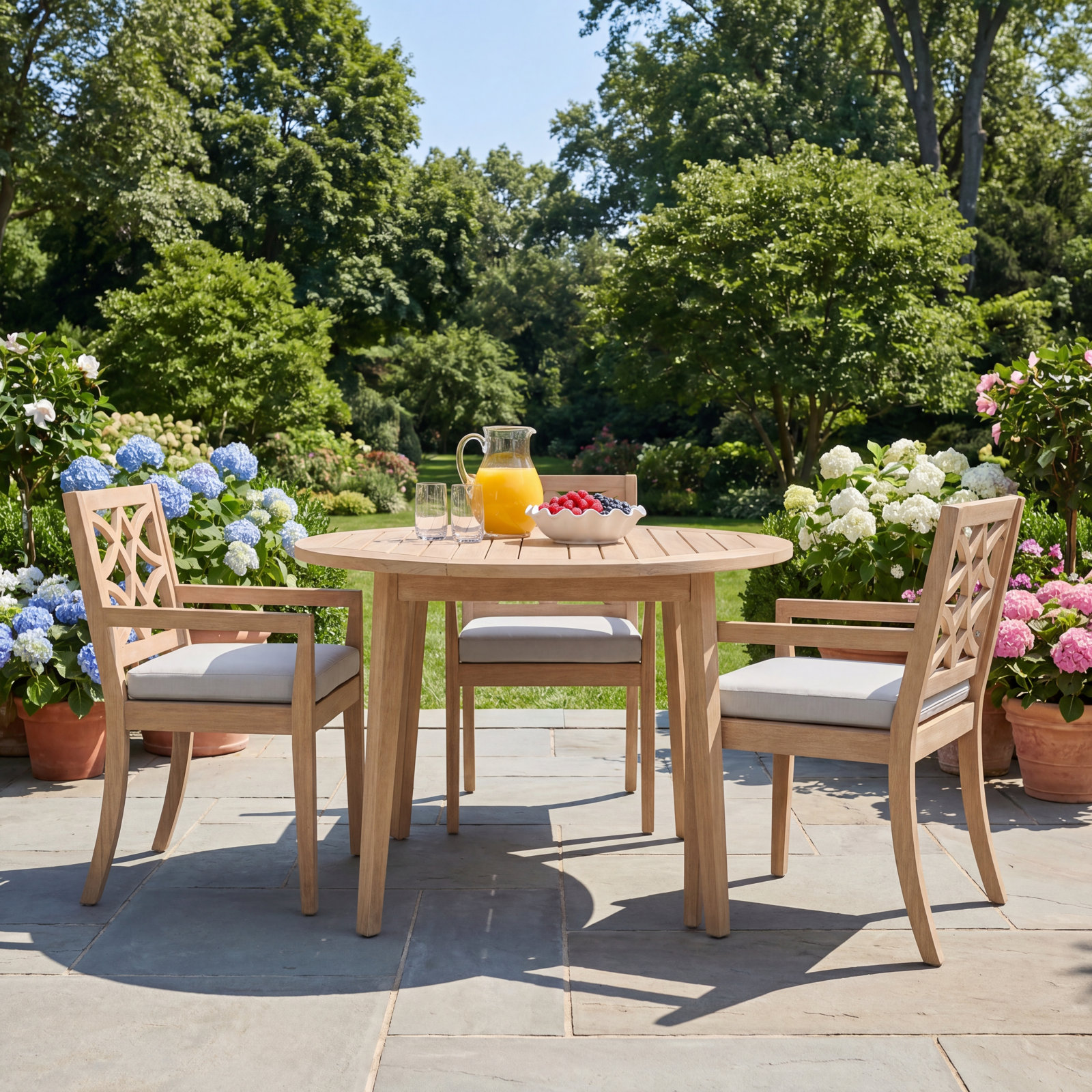 Morell Eucalyptus Patio Armchair, Cream Cushion/Tan Frame